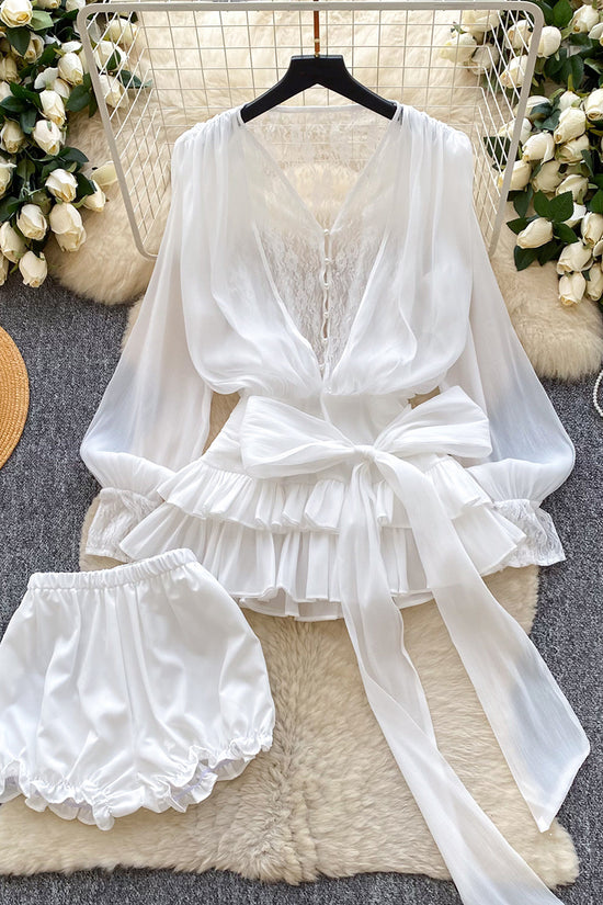 Elegant Ruffled Dress with Inner Shorts