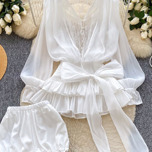 Elegant Ruffled Dress with Inner Shorts