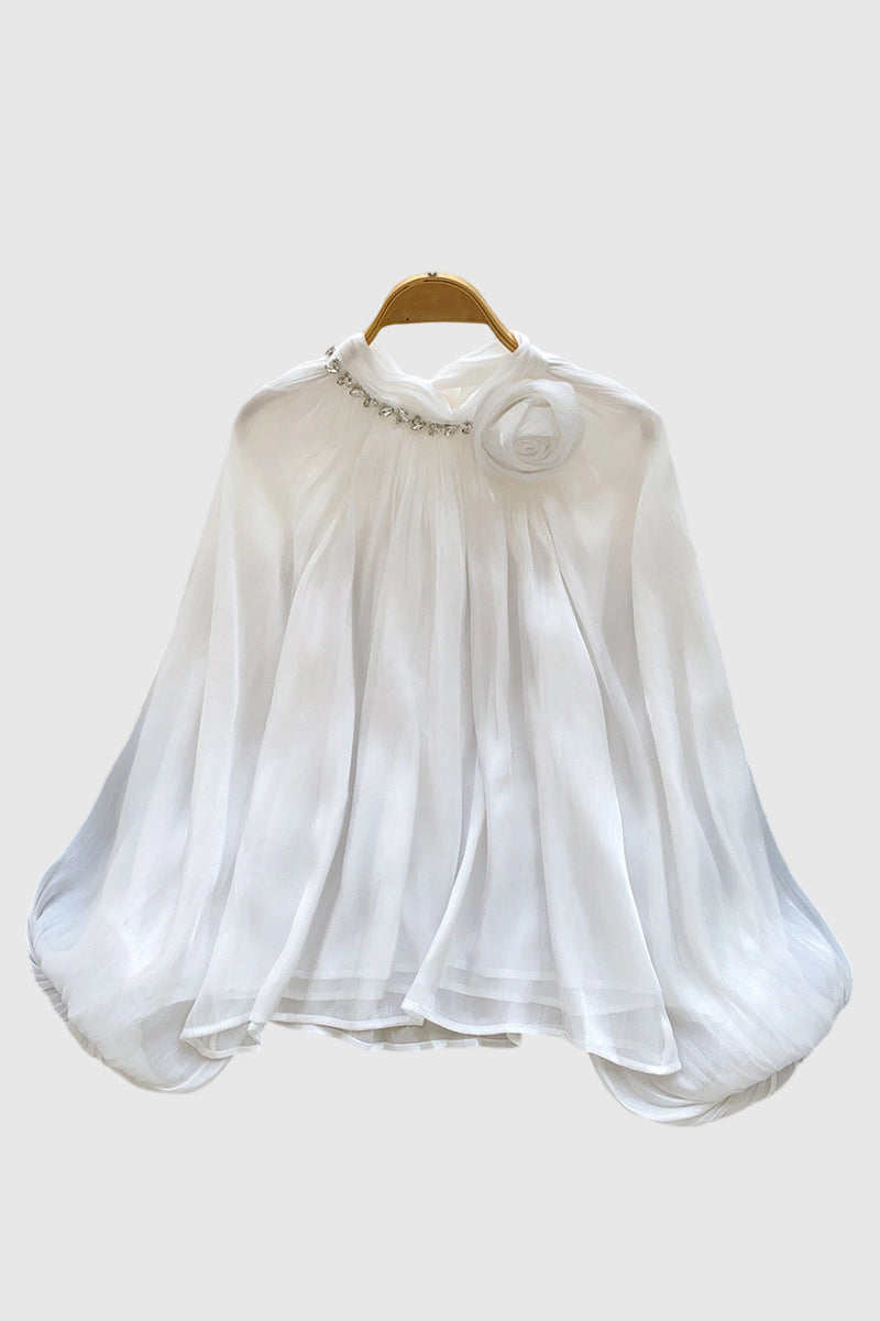 Floral Detail Balloon Sleeve Blouse