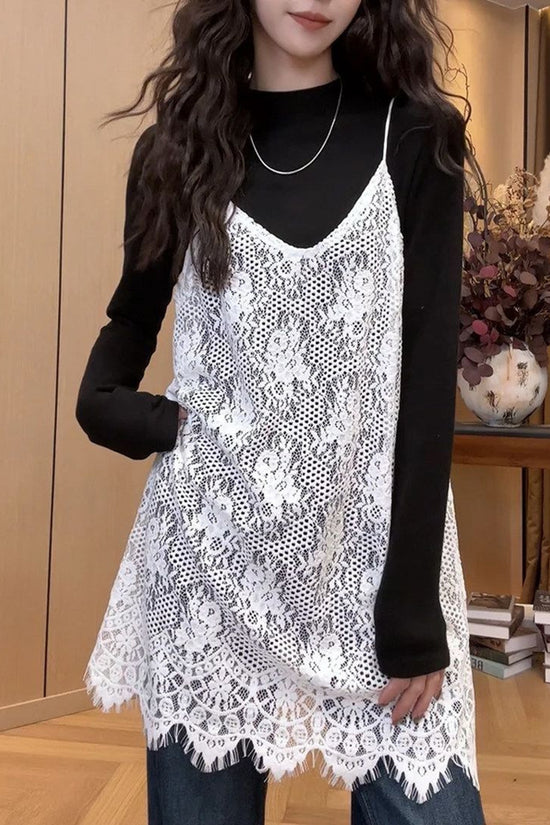 Chic Lace Overlay Slip Dress