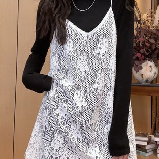 Chic Lace Overlay Slip Dress