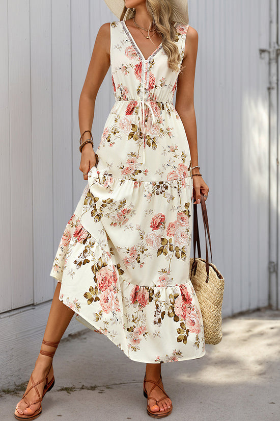 Floral Sleeveless V-Neck Maxi Dress