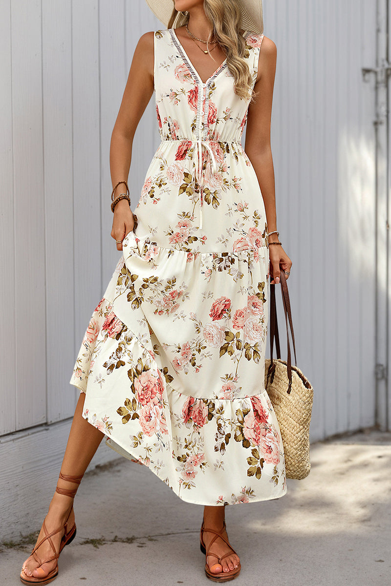 Floral Sleeveless V-Neck Maxi Dress