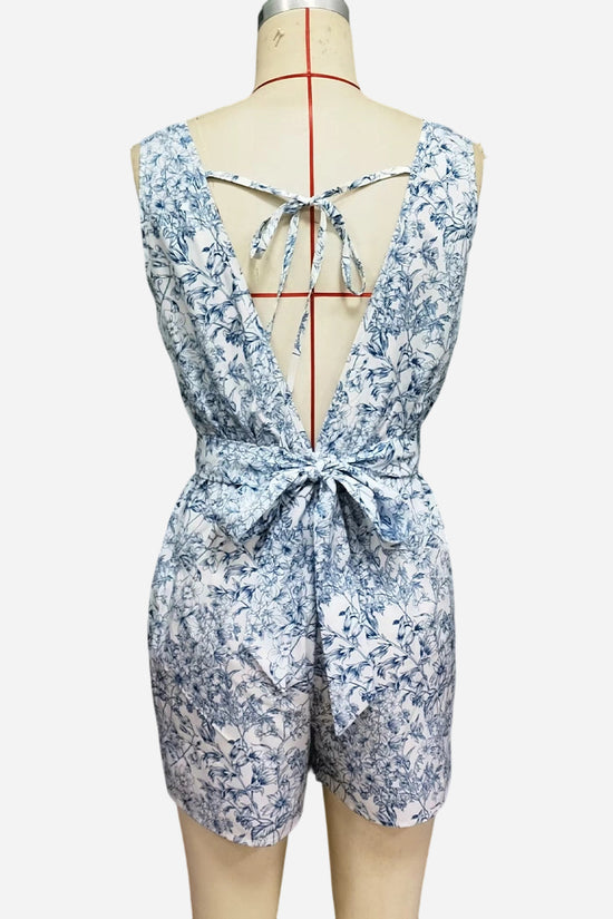 Floral Square Neck Sleeveless Romper