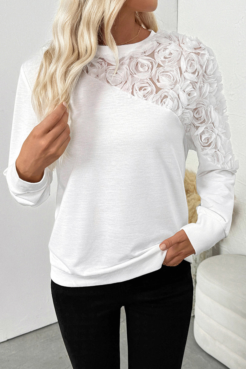 Floral Appliqué Long Sleeve Top