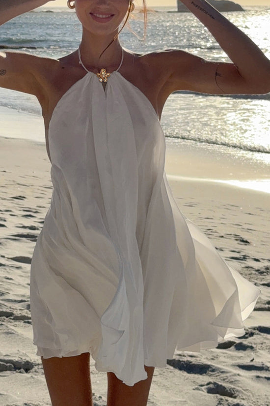 Halter Neck Casual Dress with Embellishment