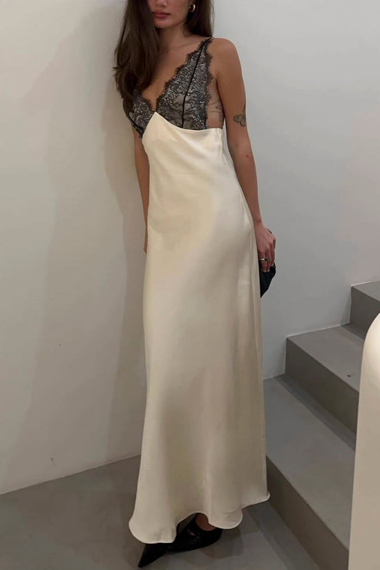 Lace Trim Sleeveless Casual Maxi Dress