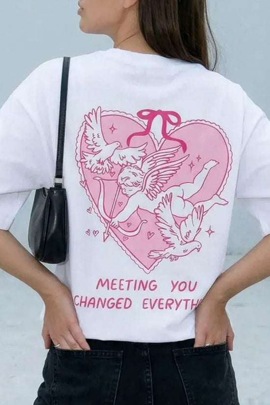 Heart Graphic Angel Print T-Shirt