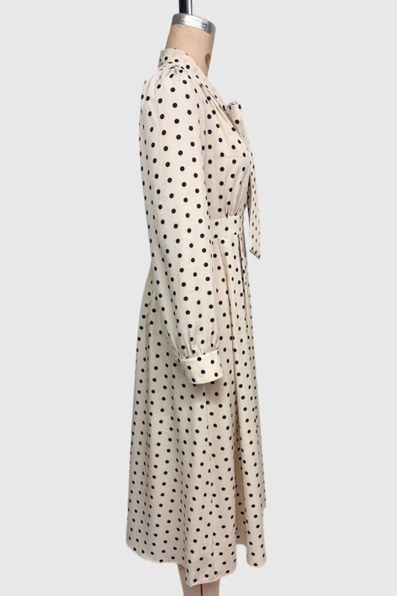 Polka Dot Bow Tie Midi Dress