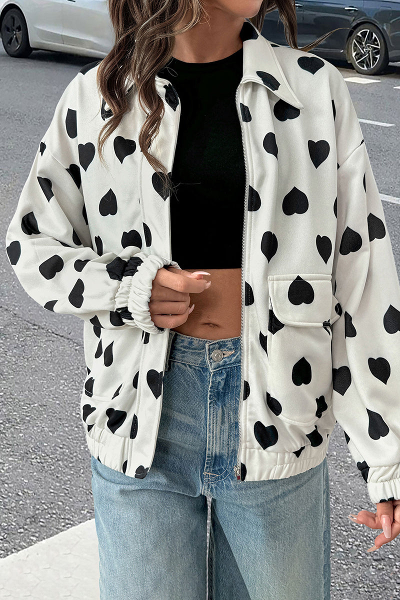 Heart Print Casual Jacket