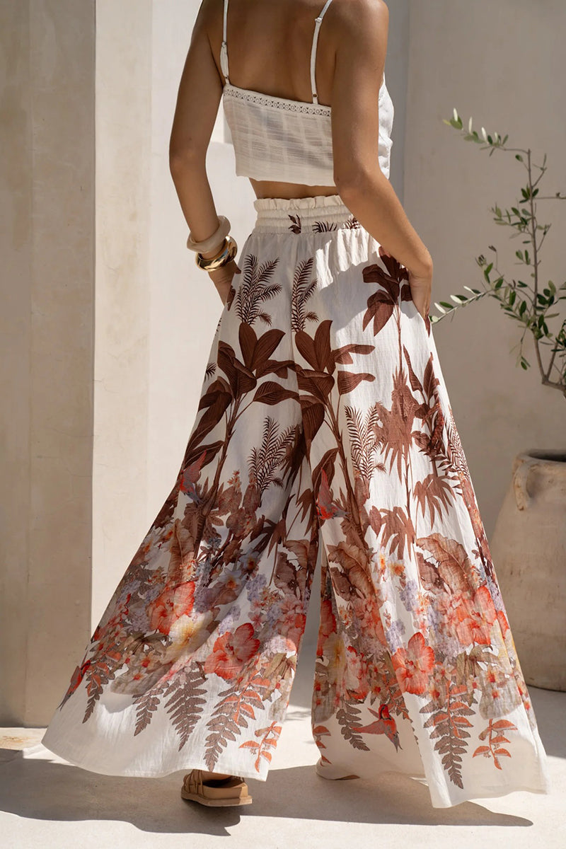 Floral Wide-Leg Casual Pants