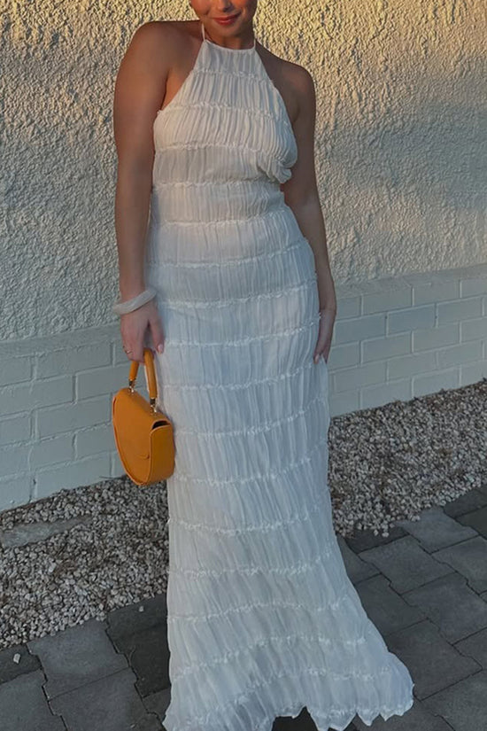 Textured Halter Midi Dress