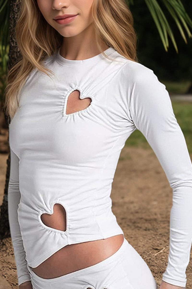 Heart Cut-Out Long Sleeve Top
