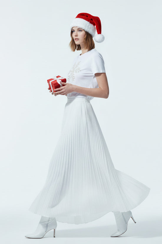 White Snowflake Embroidered T-Shirt