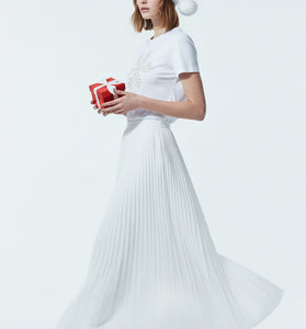 White Snowflake Embroidered T-Shirt