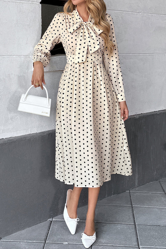 Polka Dot Bow Tie Midi Dress