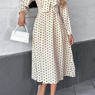 Polka Dot Bow Tie Midi Dress