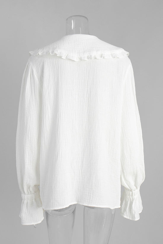 Ruffled Collar Button-Up Blouse