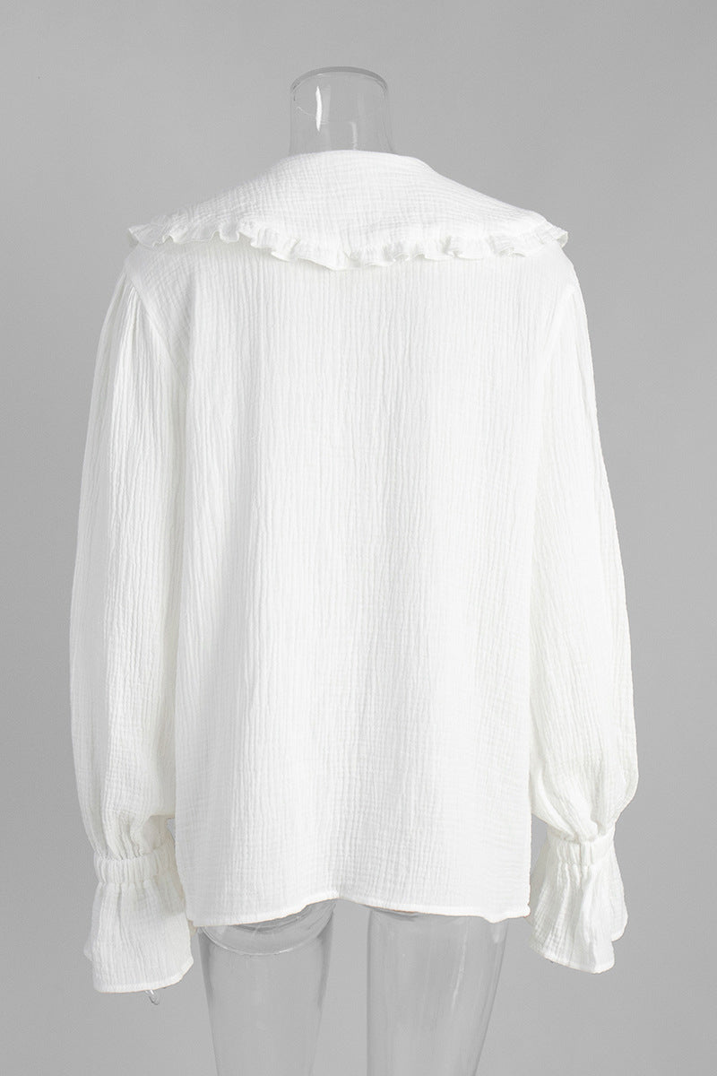 Ruffled Collar Button-Up Blouse