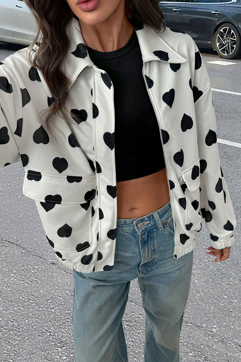 Heart Print Casual Jacket
