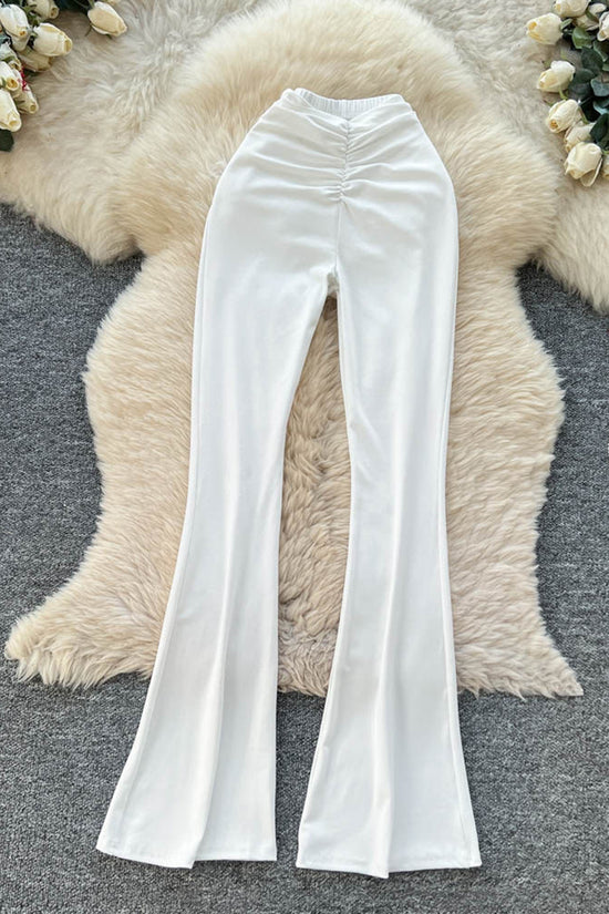 Elegant Pleated Casual Flare Pants