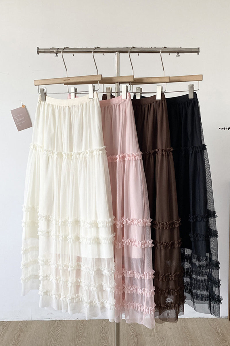 Tiered Midi Skirt with Delicate Ruffles