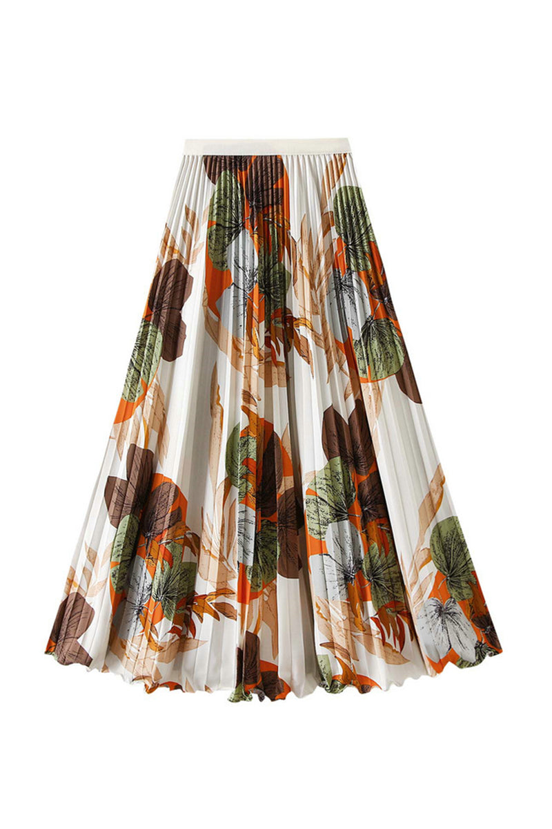 Floral Pleated Midi Skirt