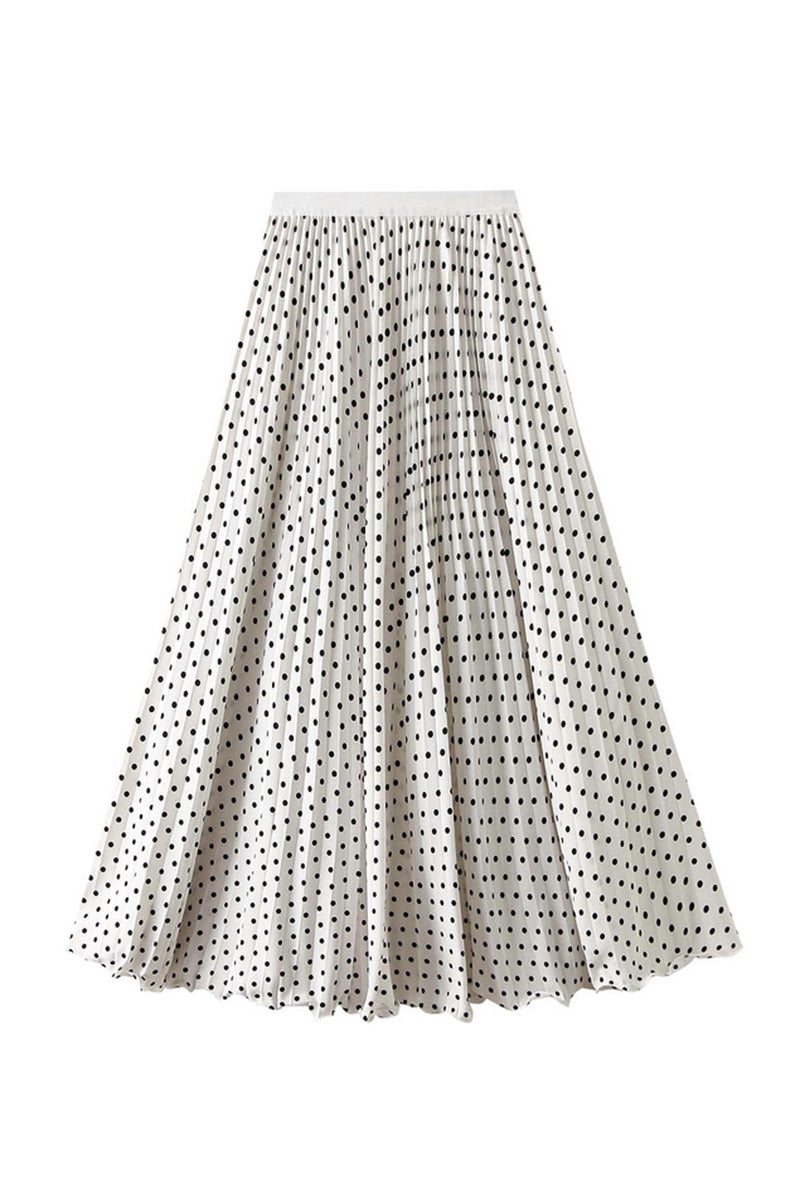Polka Dot Pleated Midi Skirt