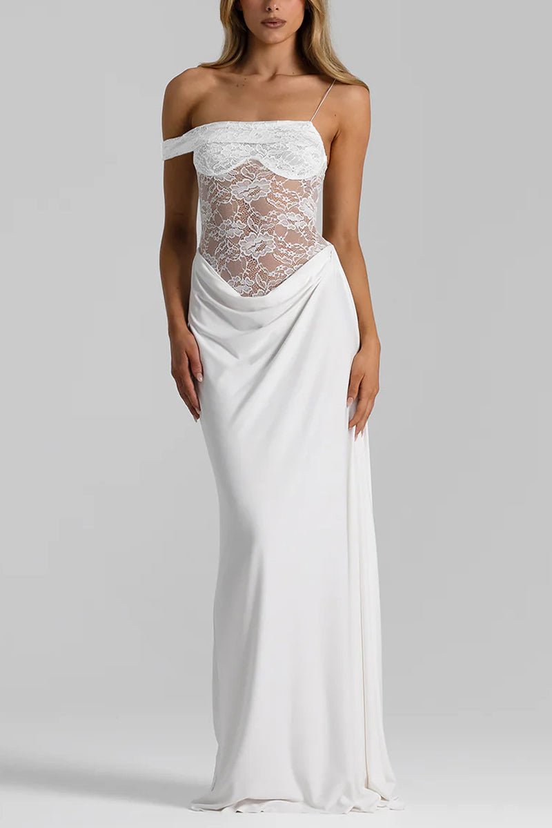 Off-Shoulder Lace Bodycon Casual Dress