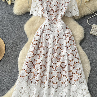 Elegant Floral Short Sleeve Dress