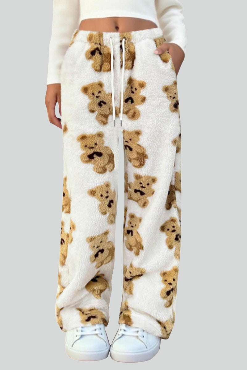 Teddy Bear Patterned Casual Pants