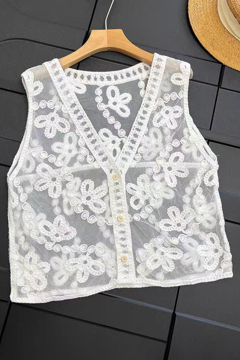 Floral Pattern Sleeveless Vest