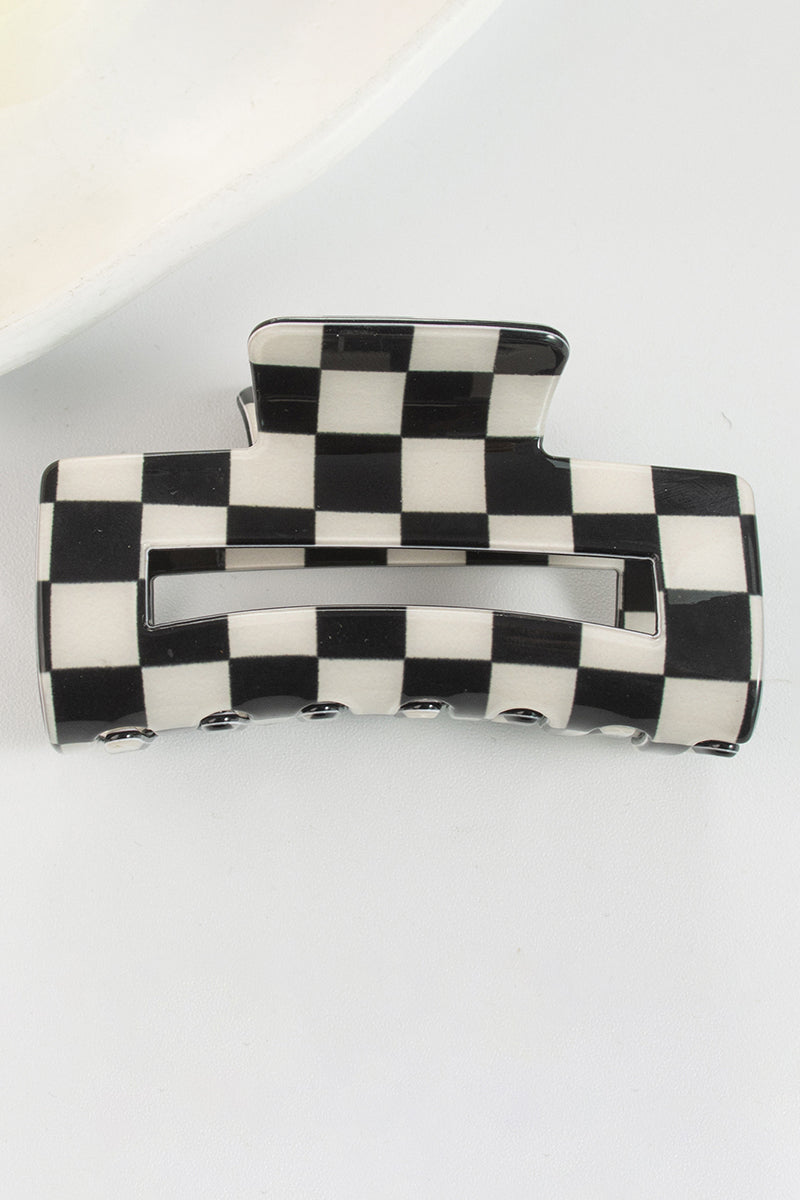 Checkered Pattern Hair Claw Clip