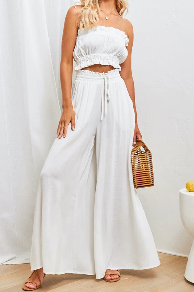 High-Waist Wide-Leg Casual Pants