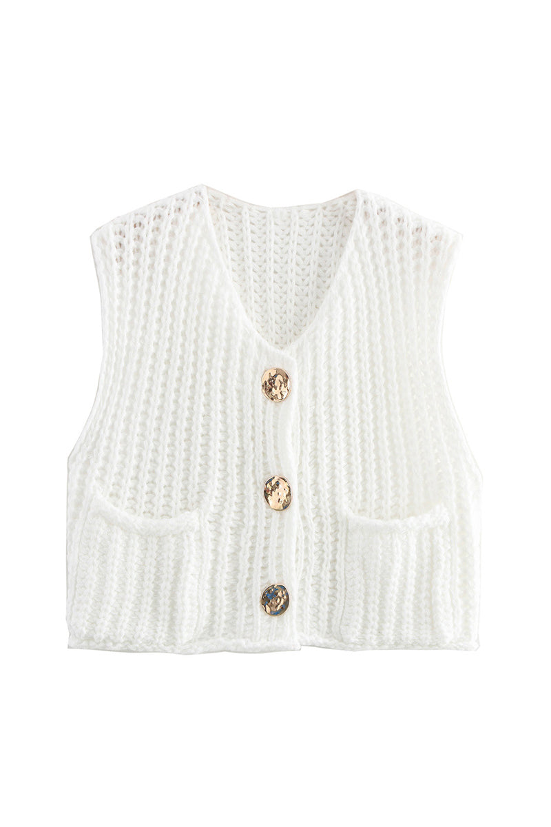 Button-Up Knitted Sweater Vest
