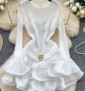 Ruffled Long Sleeve Casual Dress