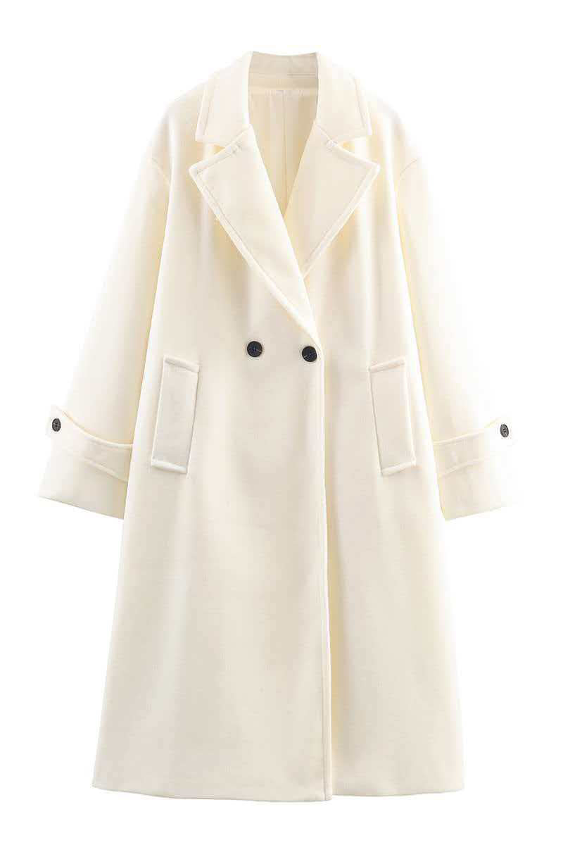 Elegant Double-Breasted Long Coat