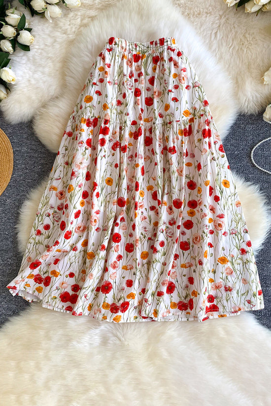 Floral Tiered Midi Skirt