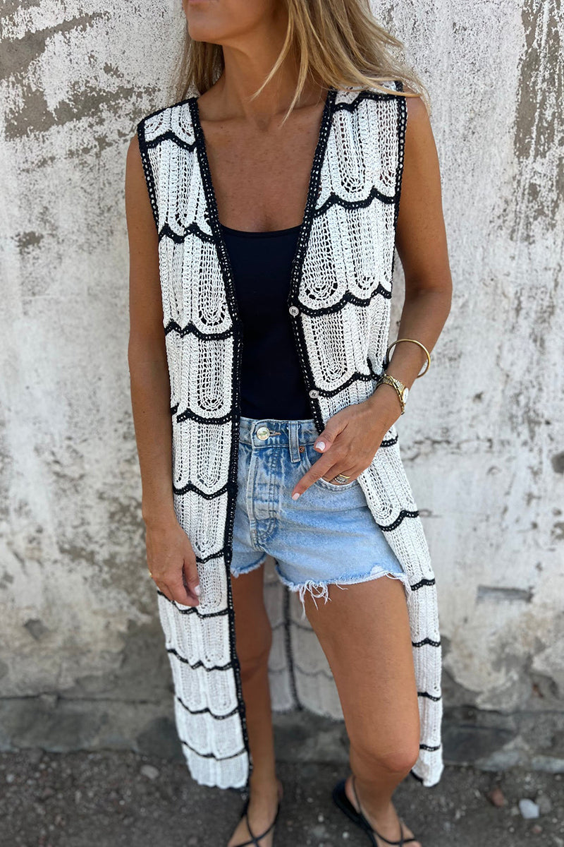 Elegant Scalloped Open-Front Cardigan