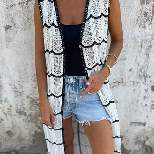 Elegant Scalloped Open-Front Cardigan