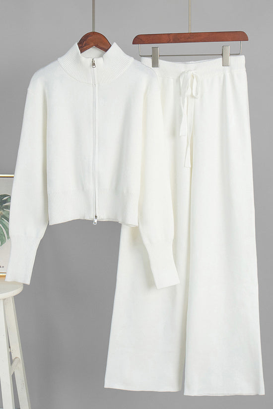Knit Zip-Up Sweater and Pants Set
