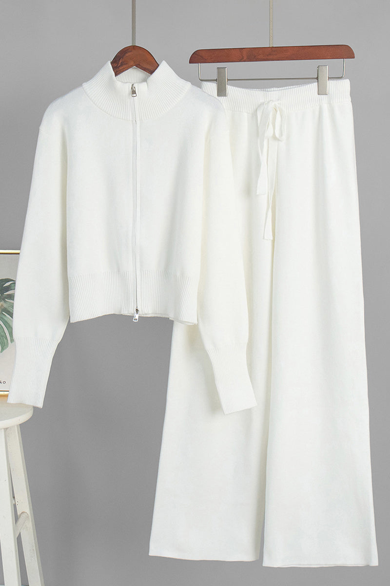 Knit Zip-Up Sweater and Pants Set