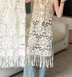 Floral Lace Fringe Casual Dress