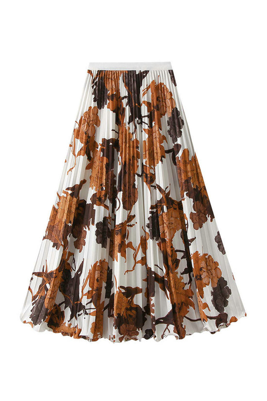Floral Pleated Midi Skirt