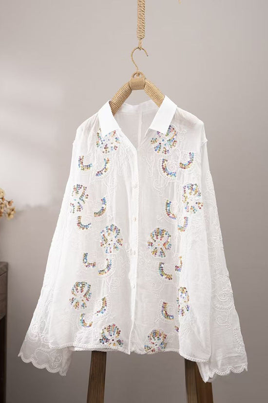 Sequin Floral Long Sleeve Shirt