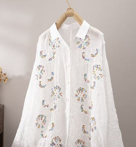 Sequin Floral Long Sleeve Shirt