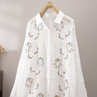 Sequin Floral Long Sleeve Shirt