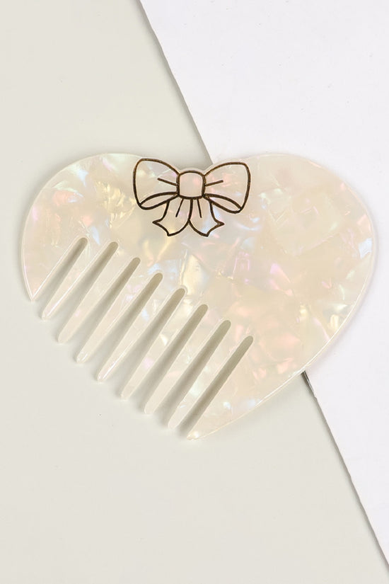 Heart-Shaped Bow Accent Hair Comb