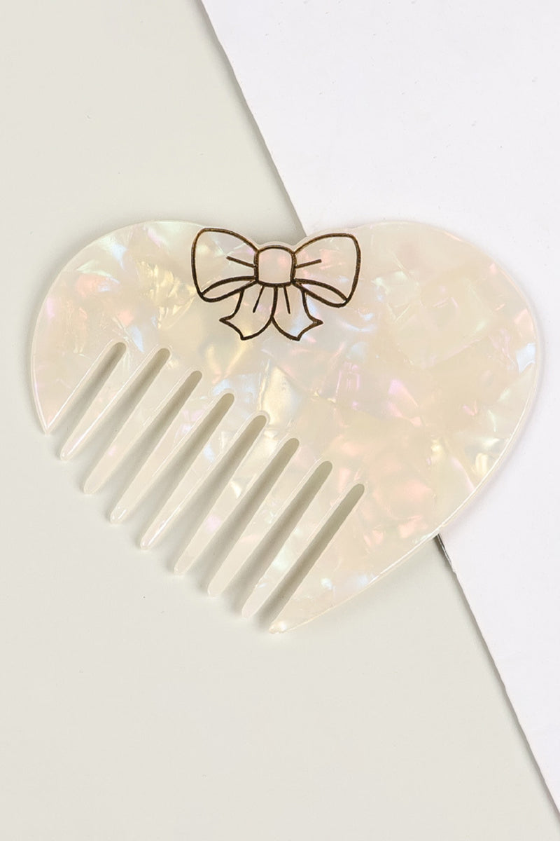 Heart-Shaped Bow Accent Hair Comb