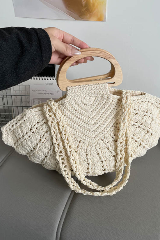 Handcrafted Knit Wooden Handle Bag